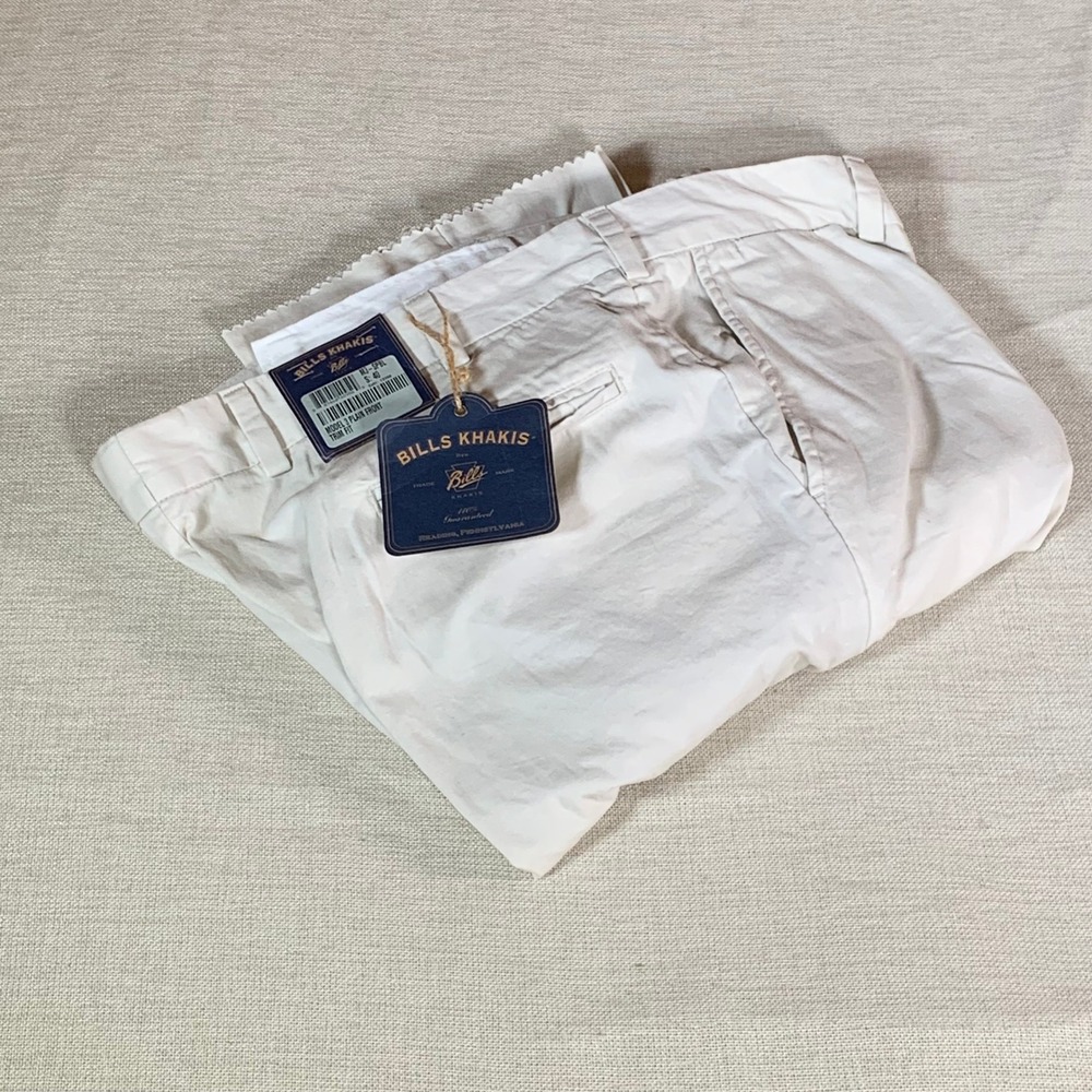 Bills Khakis Mens Model 3 Trim Fit Cotton Poplin Pants Stone Unhemmed Size 40